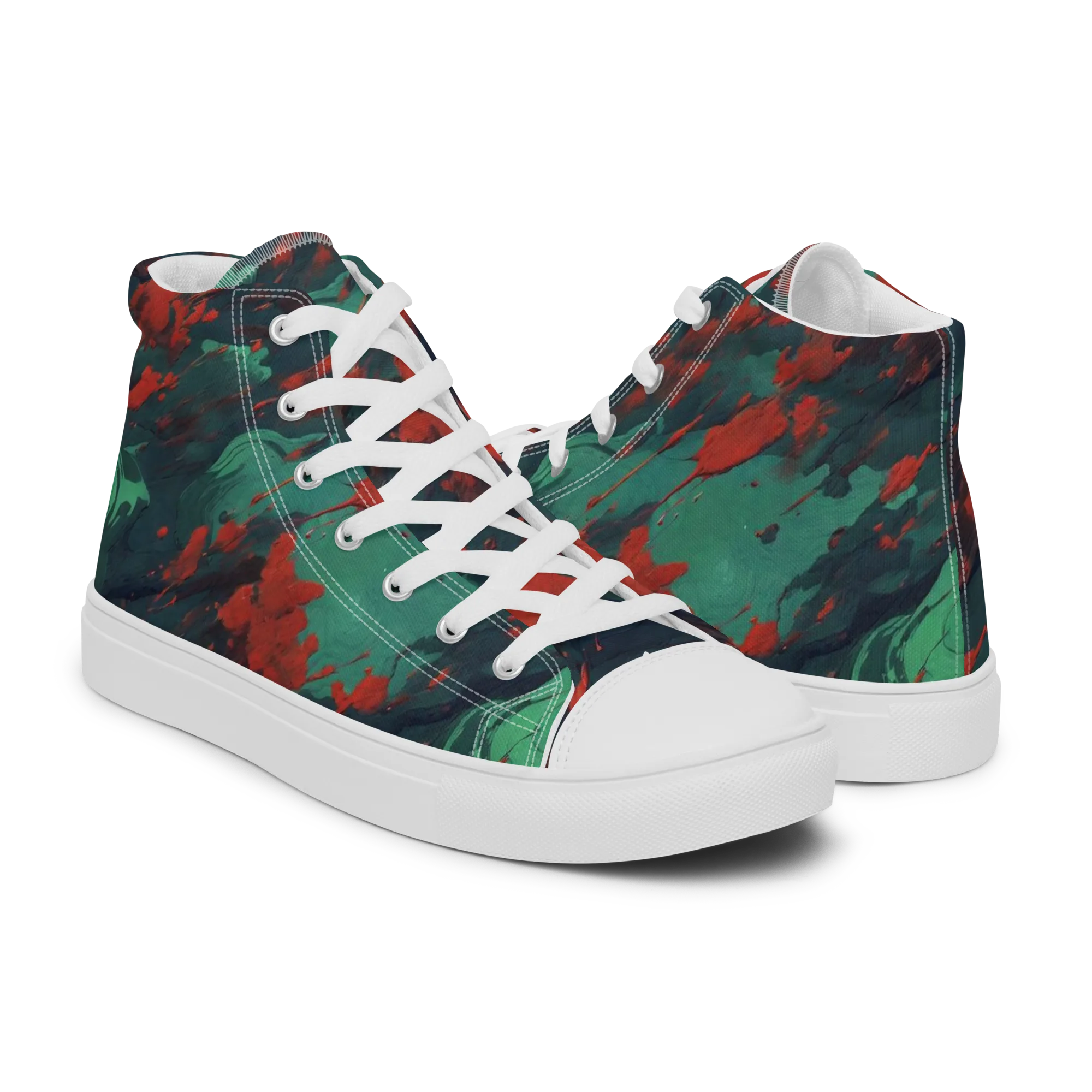 Emerald Tempest on Men's High Top Canvas Shoes — Right