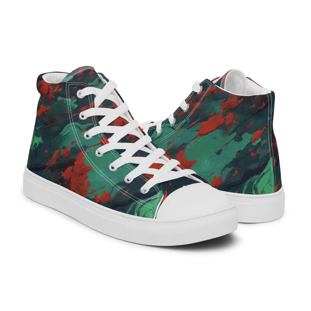 Emerald Tempest on Men's High Top Canvas Shoes — Right