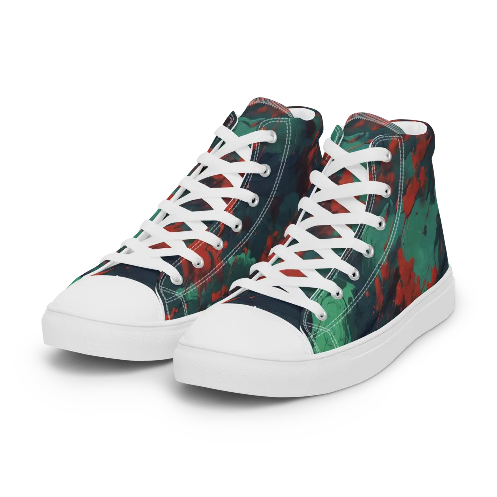 Emerald Tempest on Women's High Top Canvas Shoes — Left Front