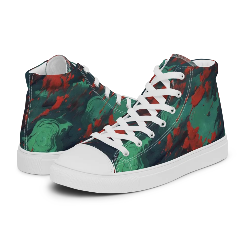 Emerald Tempest on Women's High Top Canvas Shoes — Left