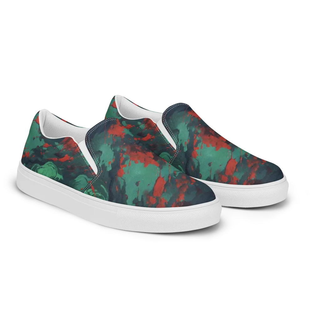 Emerald Tempest on Men's Slip-On Canvas Shoes — Right Front