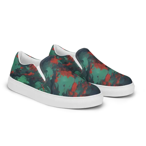 Emerald Tempest on a Men's Slip-On Canvas Shoes