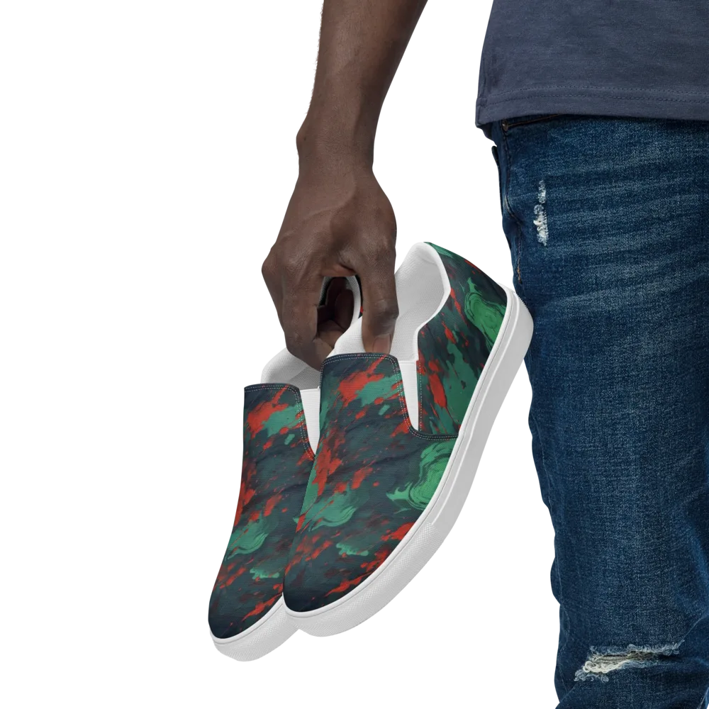 Emerald Tempest on Men's Slip-On Canvas Shoes — Left Front