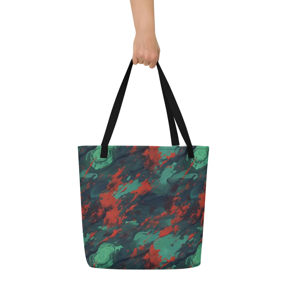 Emerald Tempest on Large Tote Bag W/ Pocket — Front