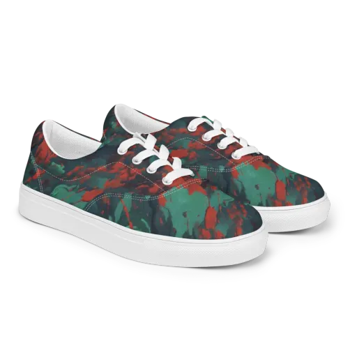 Emerald Tempest on a Men's Lace-Up Canvas Shoes