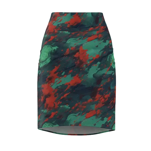 Emerald Tempest on a Pencil Skirt