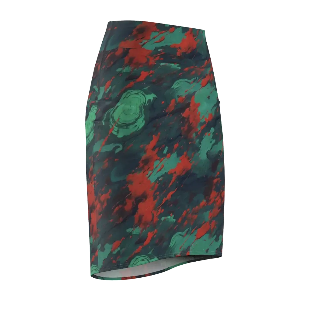 Emerald Tempest on Pencil Skirt — Front Side