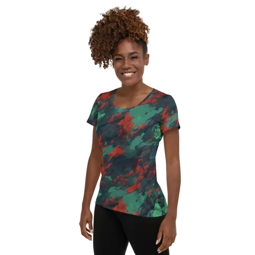 Emerald Tempest on a Women's Athletic T-Shirt
