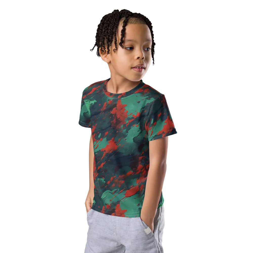 Emerald Tempest on Kids Crew Neck T-Shirt — Left Front