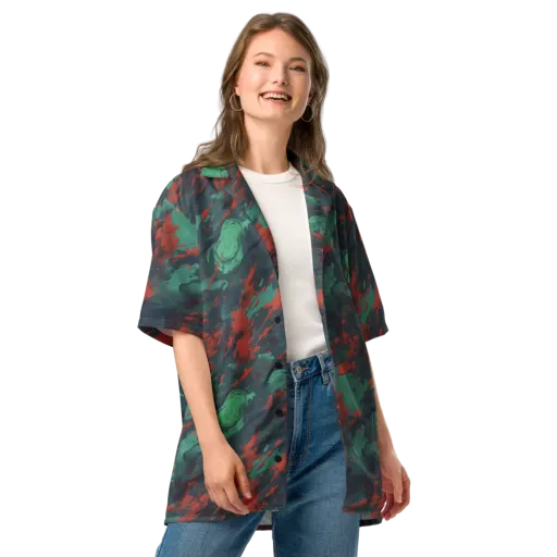 Emerald Tempest on a Button Shirt