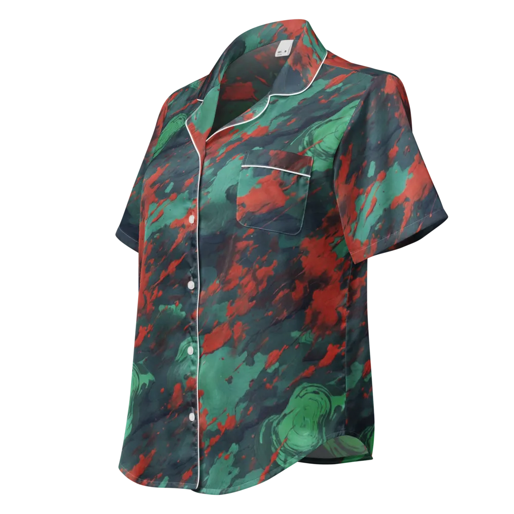 Emerald Tempest on Women's Short Sleeve Pajama Top — Left Front