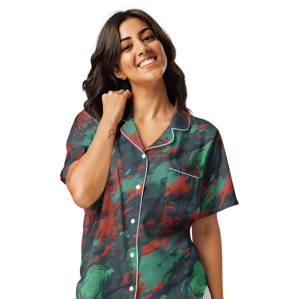 Emerald Tempest on Women's Short Sleeve Pajama Top — Front