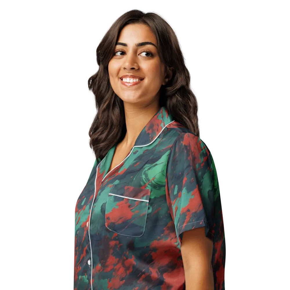 Emerald Tempest on Women's Short Sleeve Pajama Top — Left Front