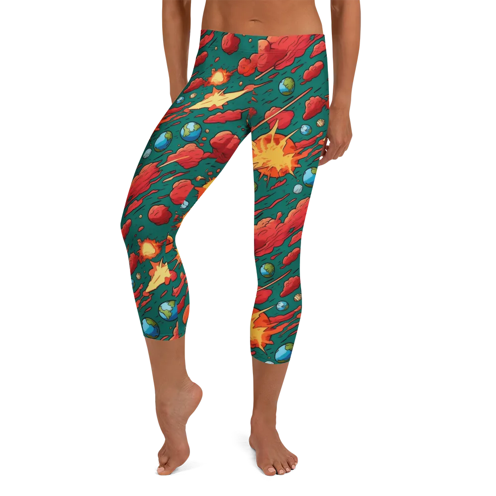 Astro Collision on Capri Leggings — Front