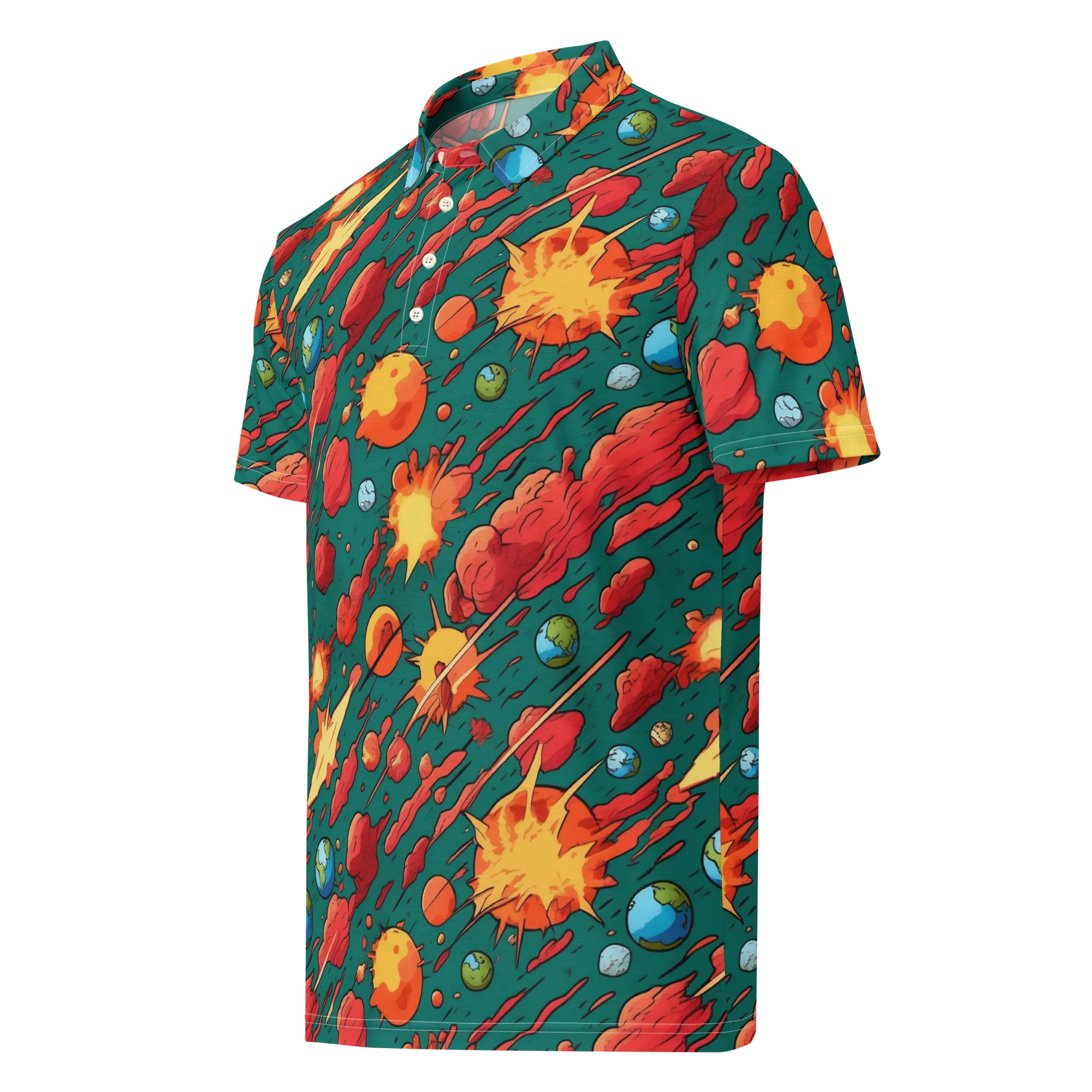 Astro Collision on Men's Slim Fit Polo Shirt — Left Front