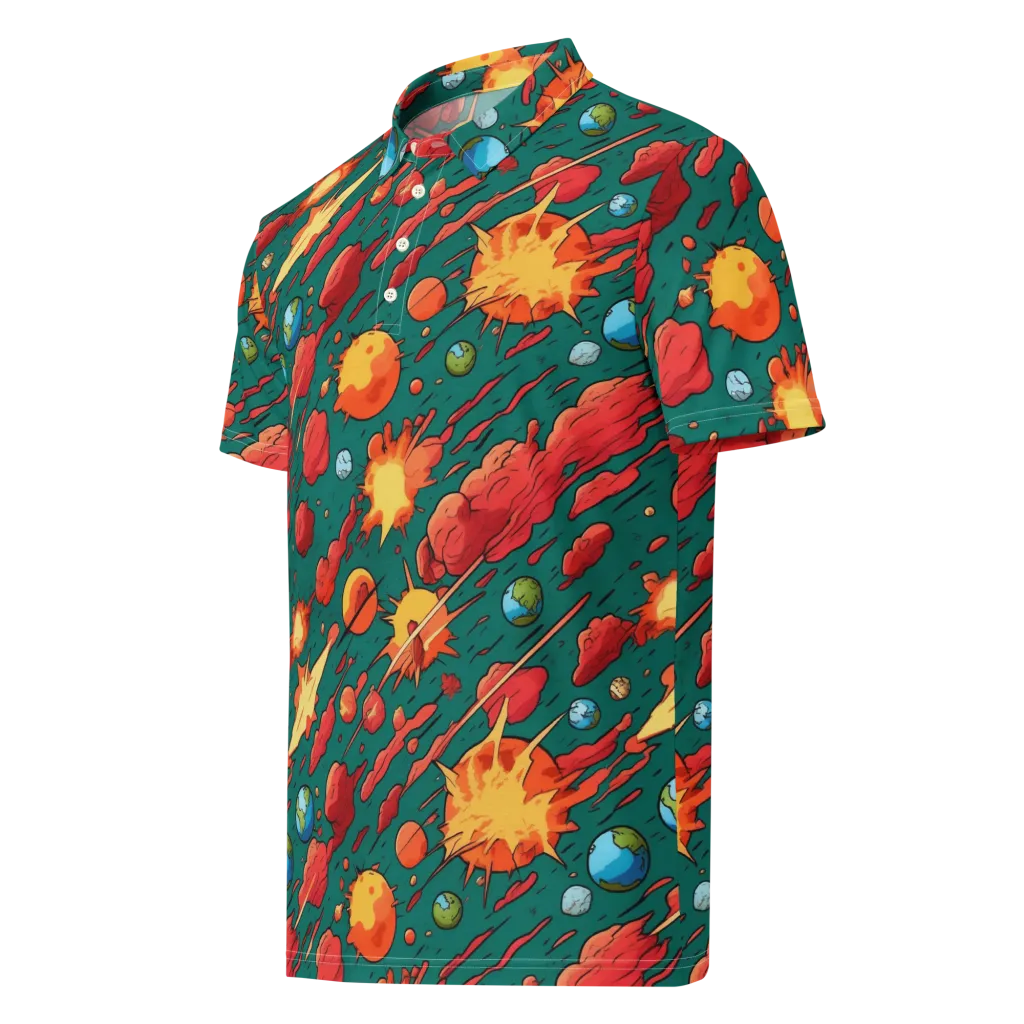 Astro Collision on Men's Slim Fit Polo Shirt — Left Front