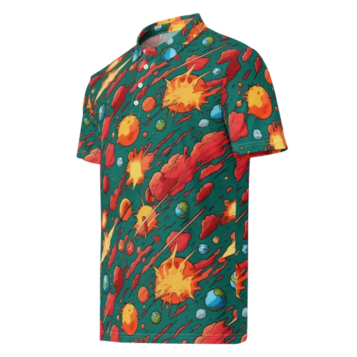 Astro Collision on a Men's Slim Fit Polo Shirt