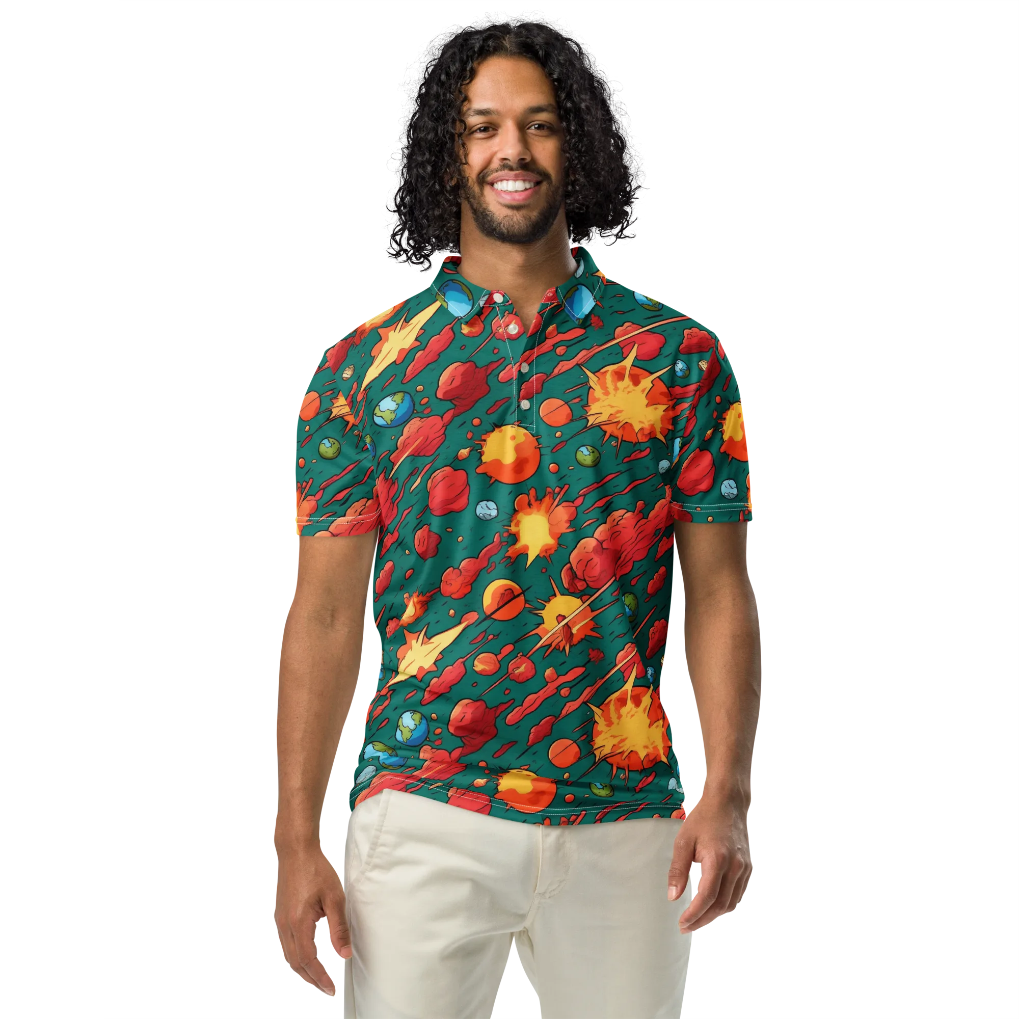 Astro Collision on Men's Slim Fit Polo Shirt — Front