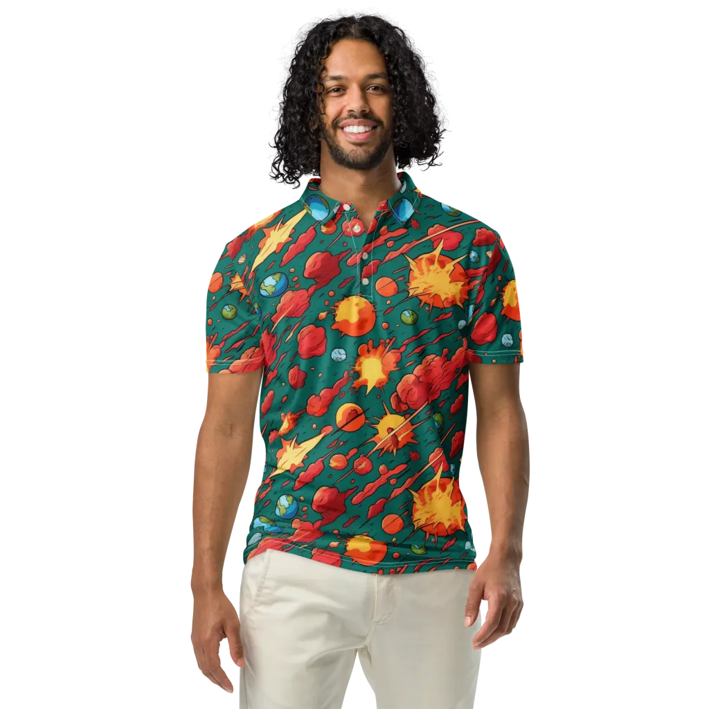 Astro Collision on Men's Slim Fit Polo Shirt — Front