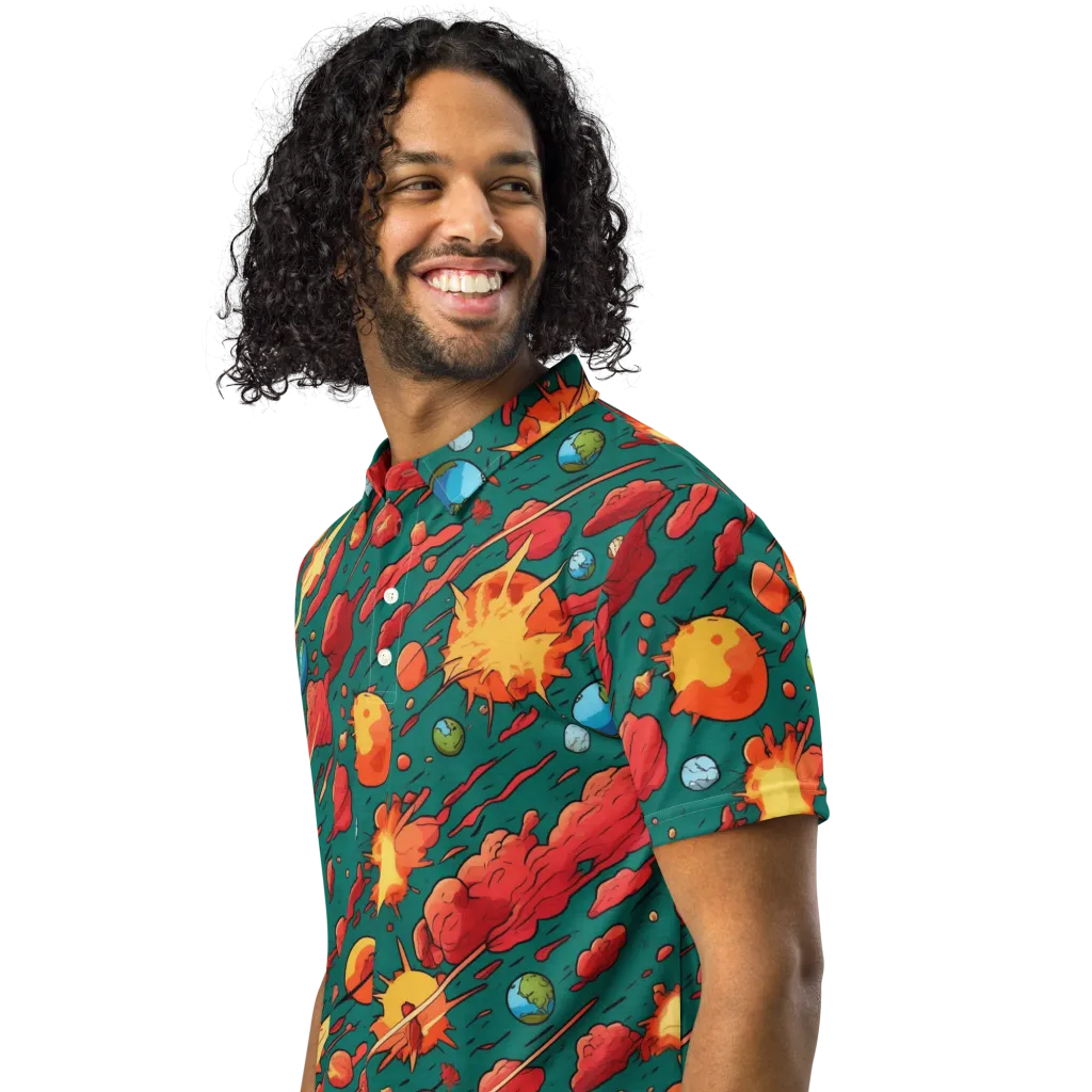 Astro Collision on Men's Slim Fit Polo Shirt — Left Front
