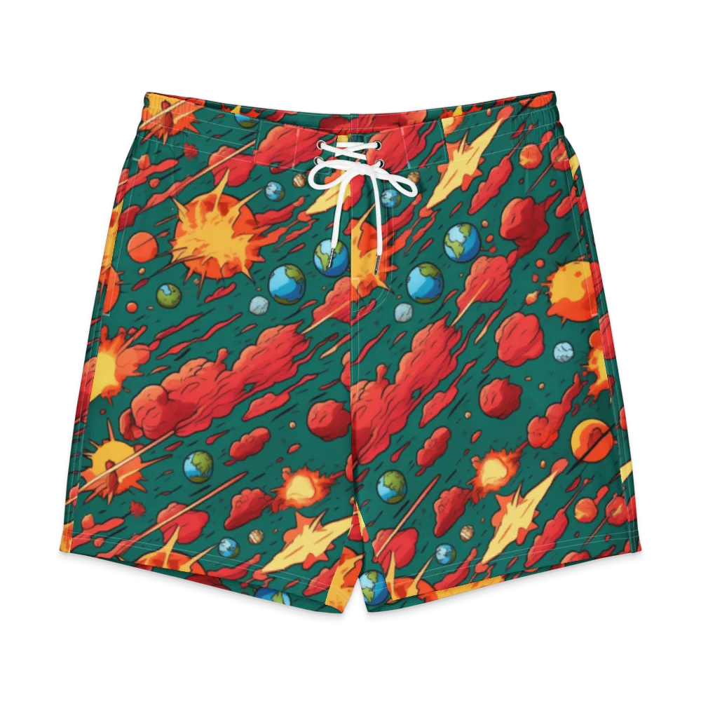 Astro Collision on Men's Board Shorts — Front