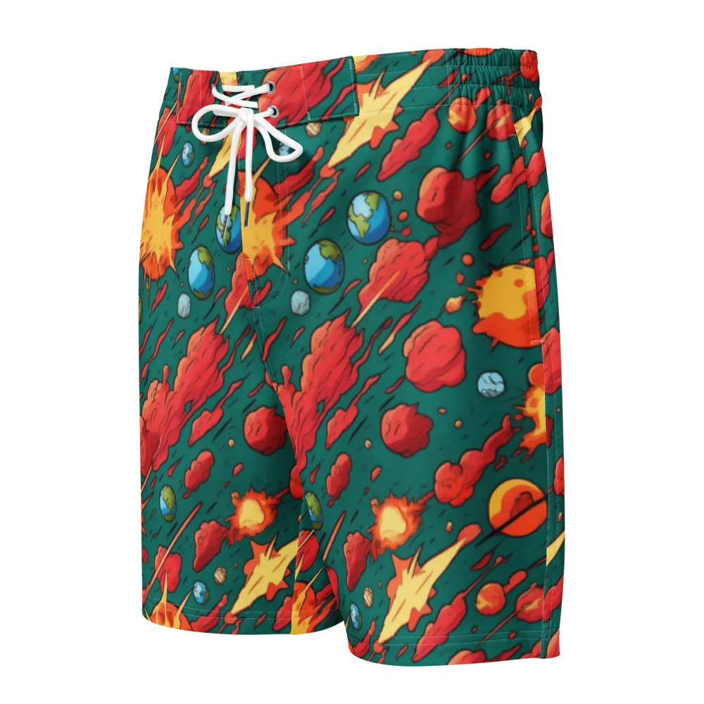 Astro Collision on Men's Board Shorts — Front