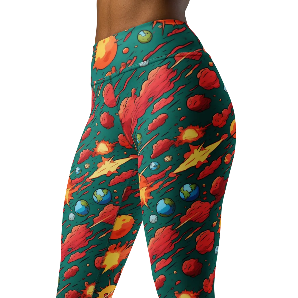 Astro Collision on Yoga Leggings — Left Front