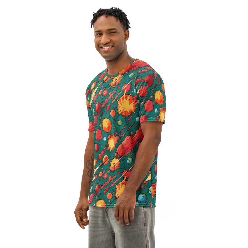 Astro Collision on Men's Cotton Crew Neck T-Shirt — Left Front