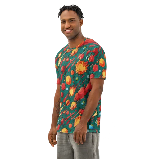 Astro Collision on a Men's Cotton Crew Neck T-Shirt