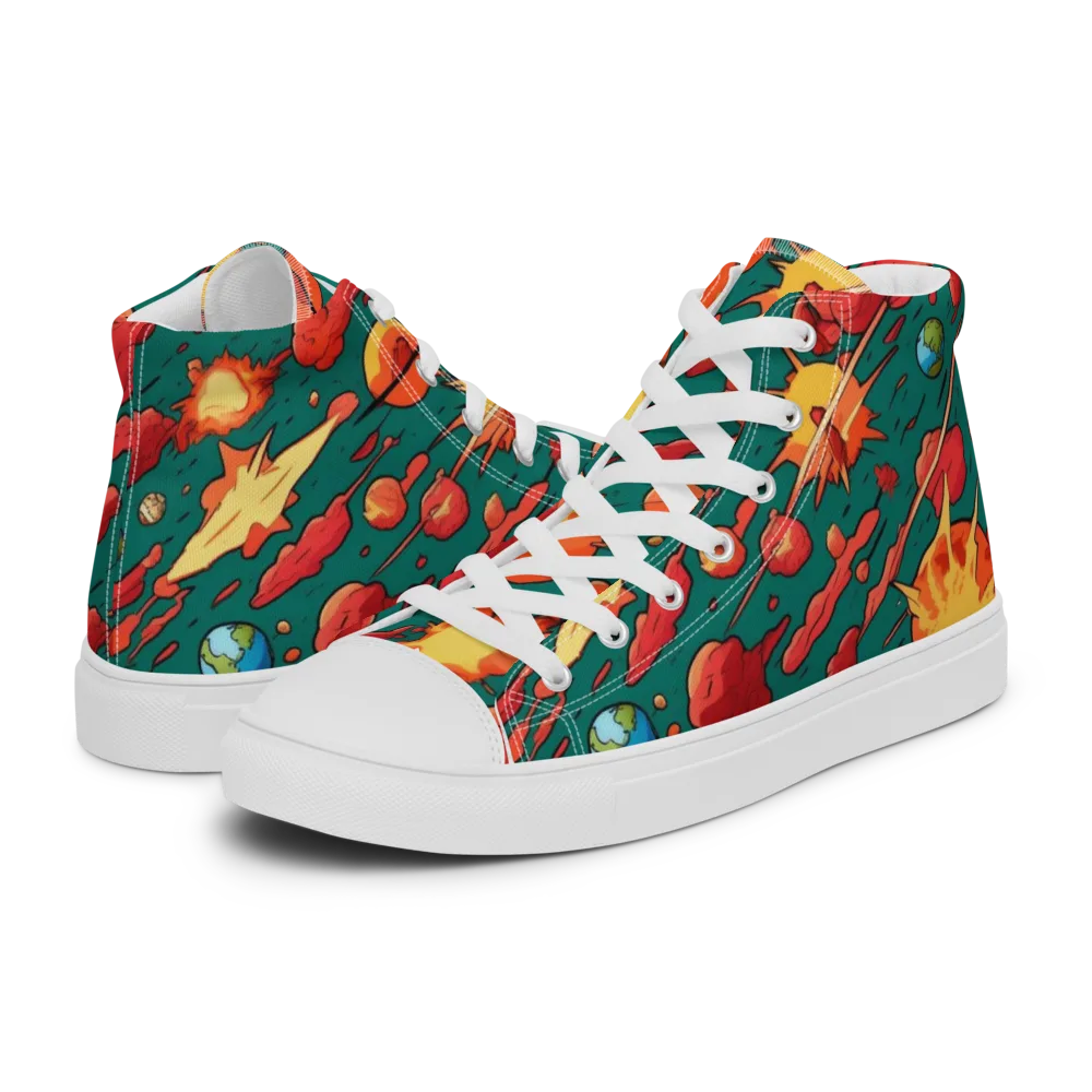 Astro Collision on Men's High Top Canvas Shoes — Left