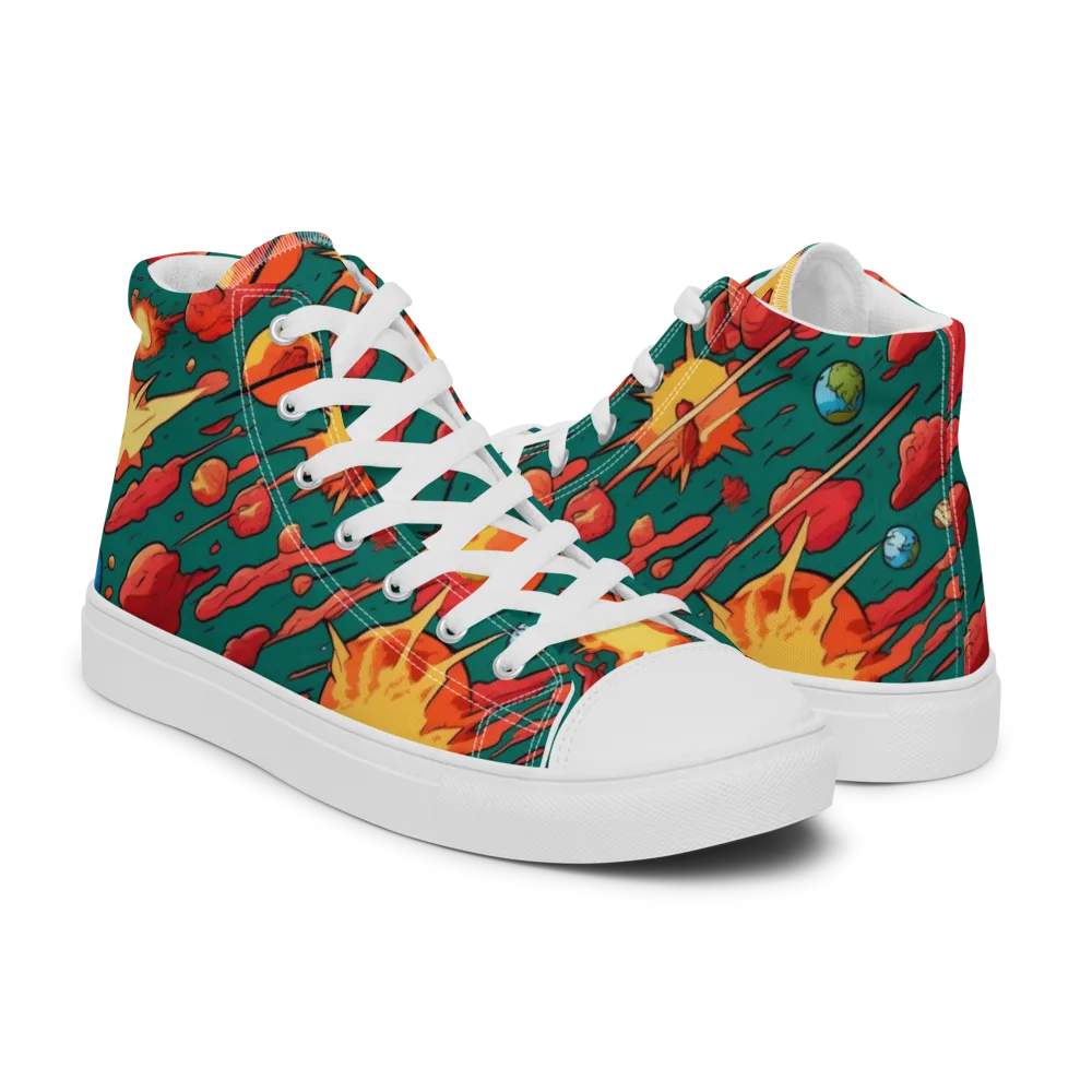 Astro Collision on Men's High Top Canvas Shoes — Right