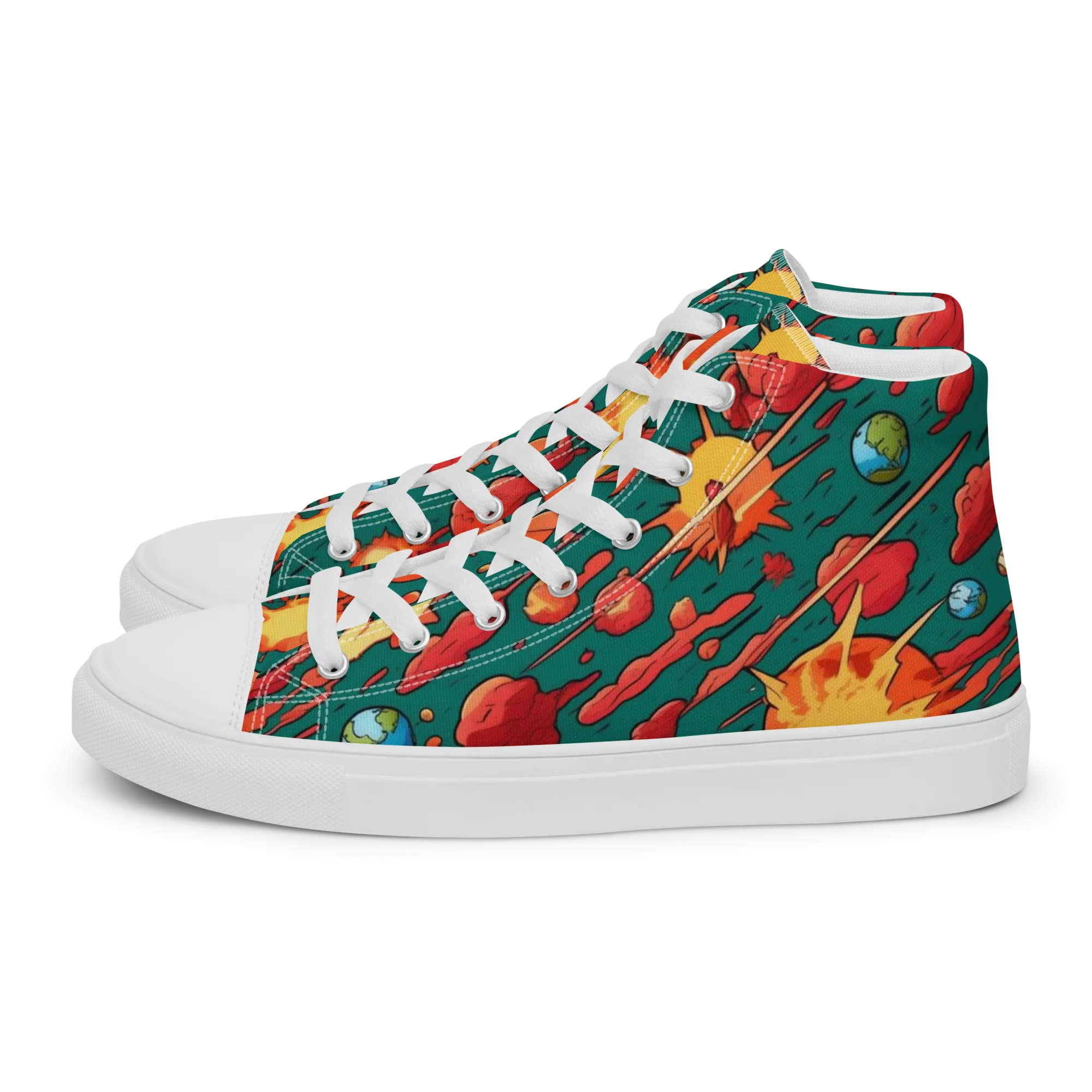 Astro Collision on Women's High Top Canvas Shoes — Left