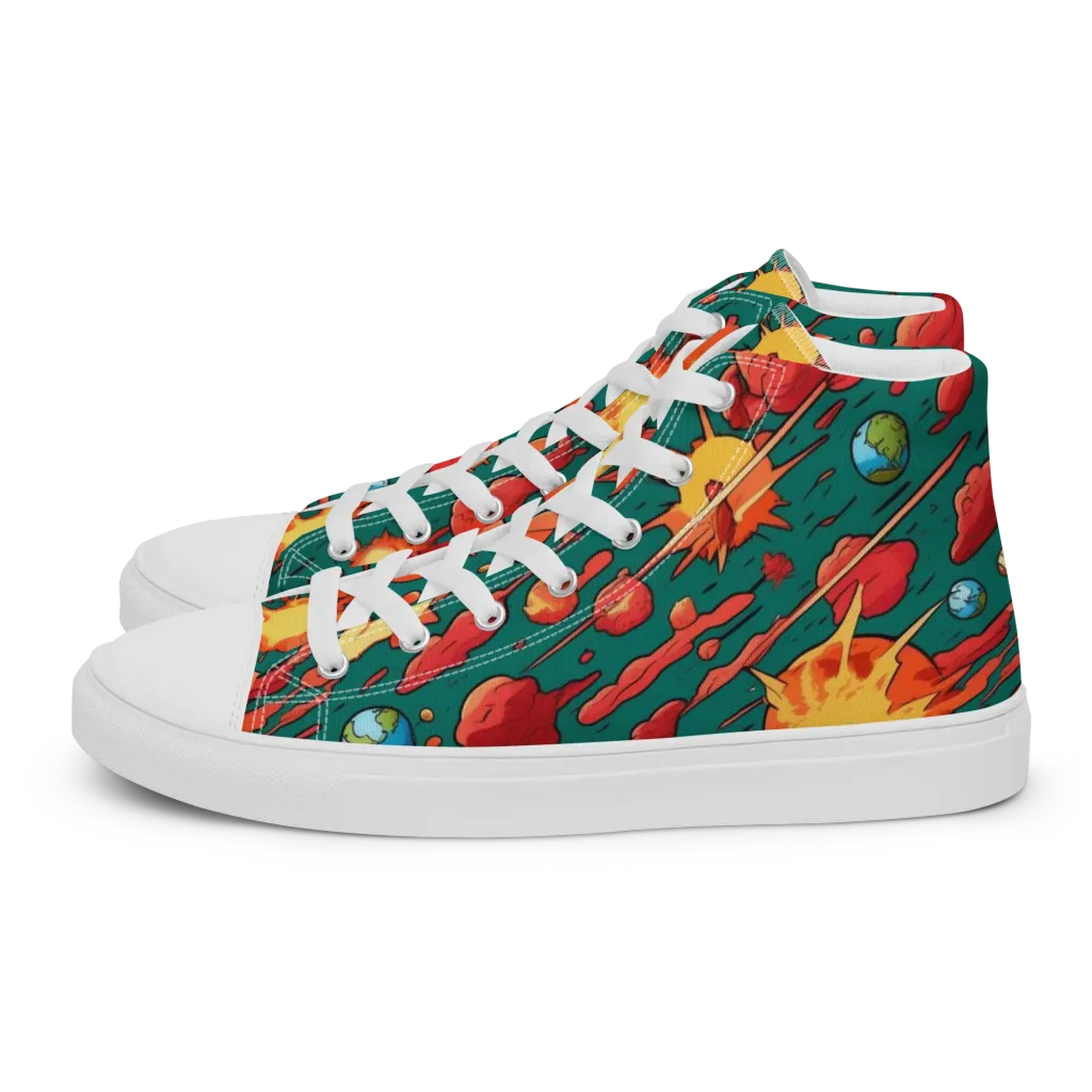 Astro Collision on Women's High Top Canvas Shoes — Left