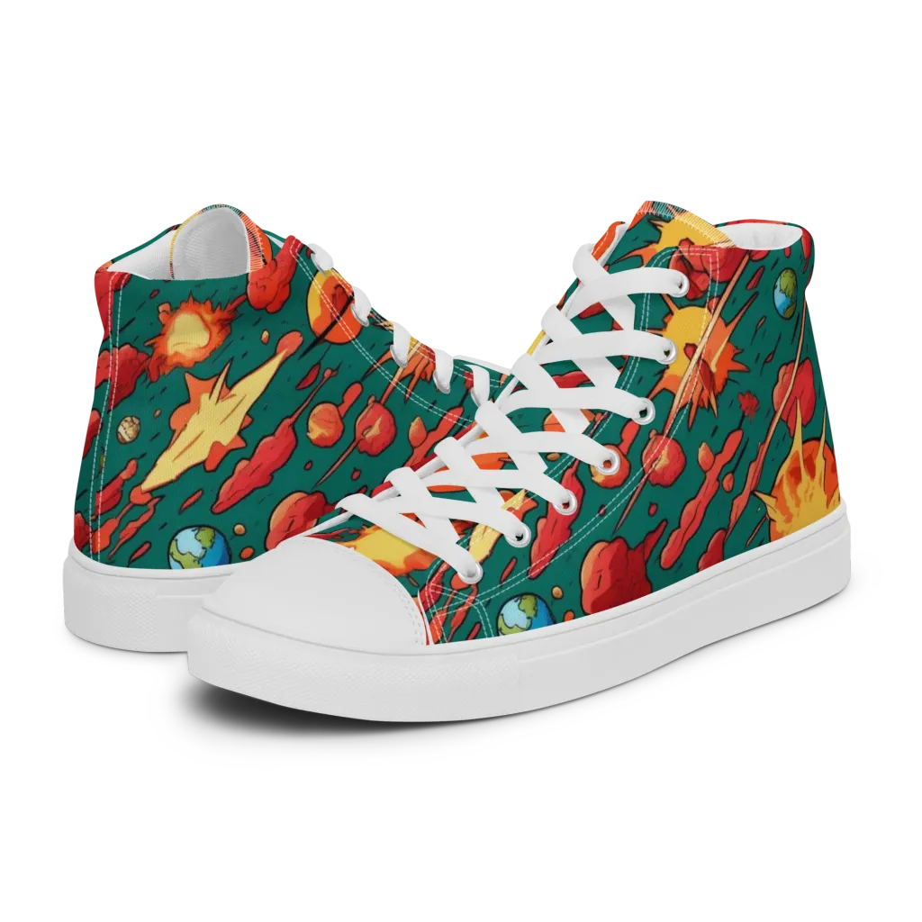 Astro Collision on Women's High Top Canvas Shoes — Left