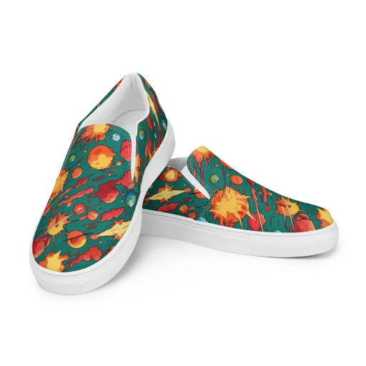 Astro Collision on a Men's Slip-On Canvas Shoes