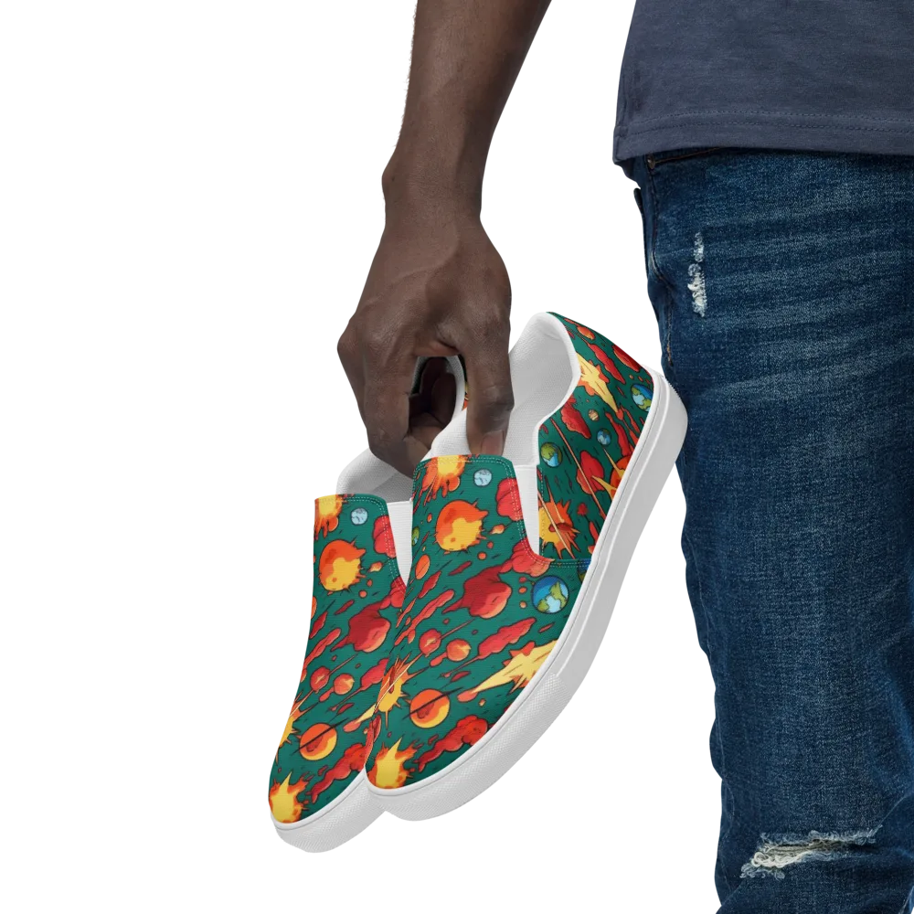 Astro Collision on Men's Slip-On Canvas Shoes — Left Front