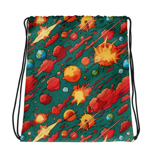 Astro Collision on a Drawstring Bag