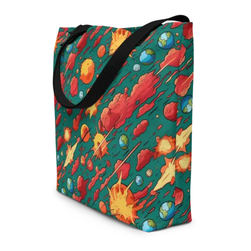 Astro Collision on a Large Tote Bag W/ Pocket