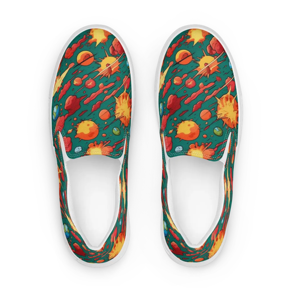Astro Collision on Women's Slip-On Canvas Shoes — Front