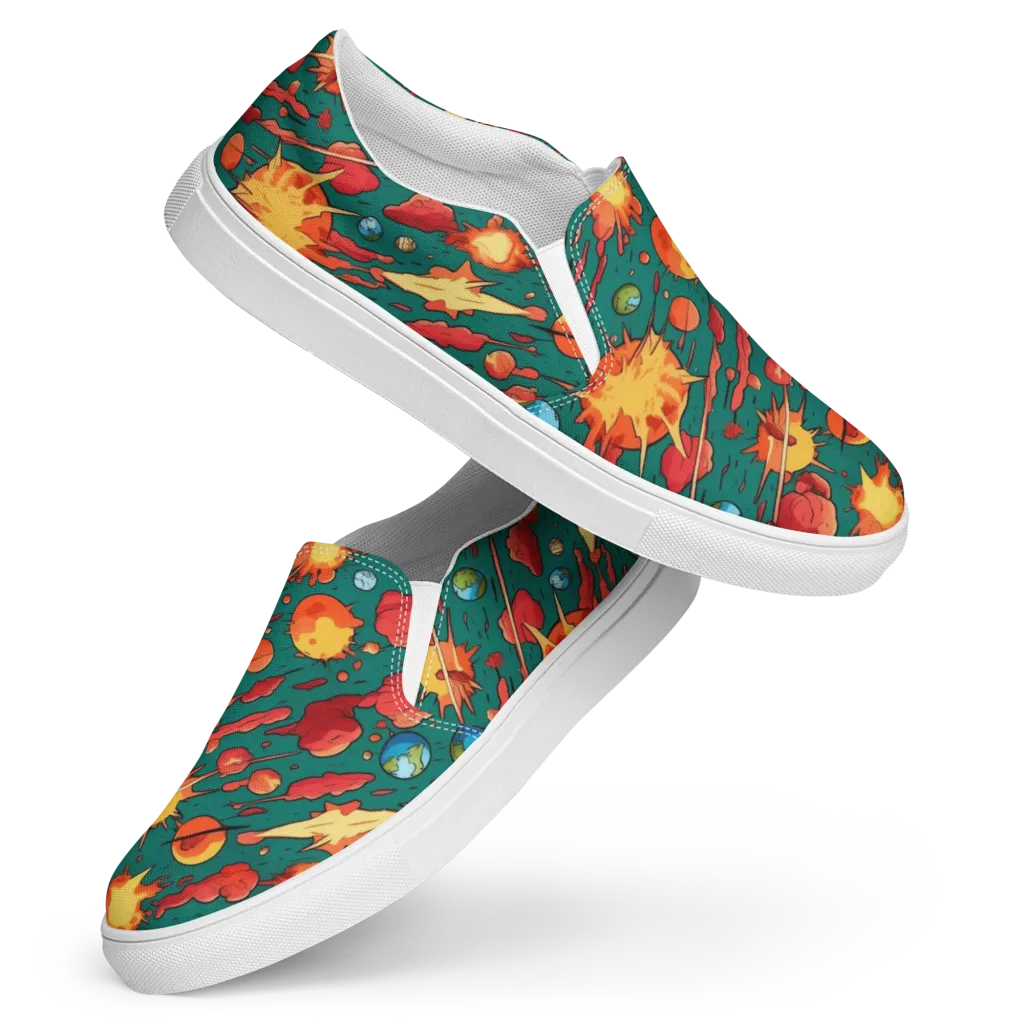 Astro Collision on Women's Slip-On Canvas Shoes — Front
