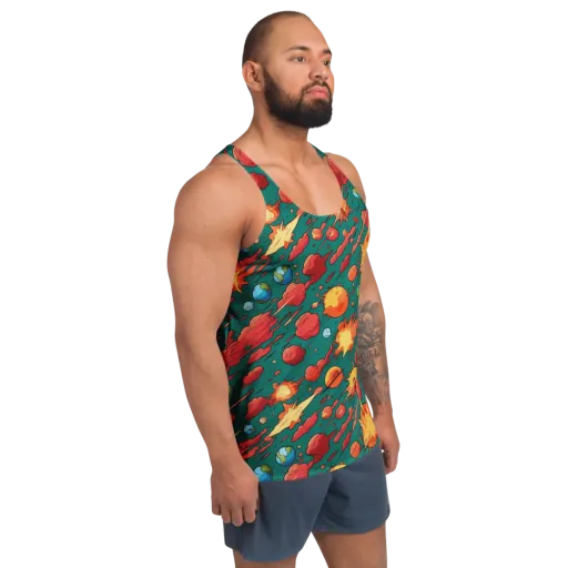 Astro Collision on a Men's Tank Top