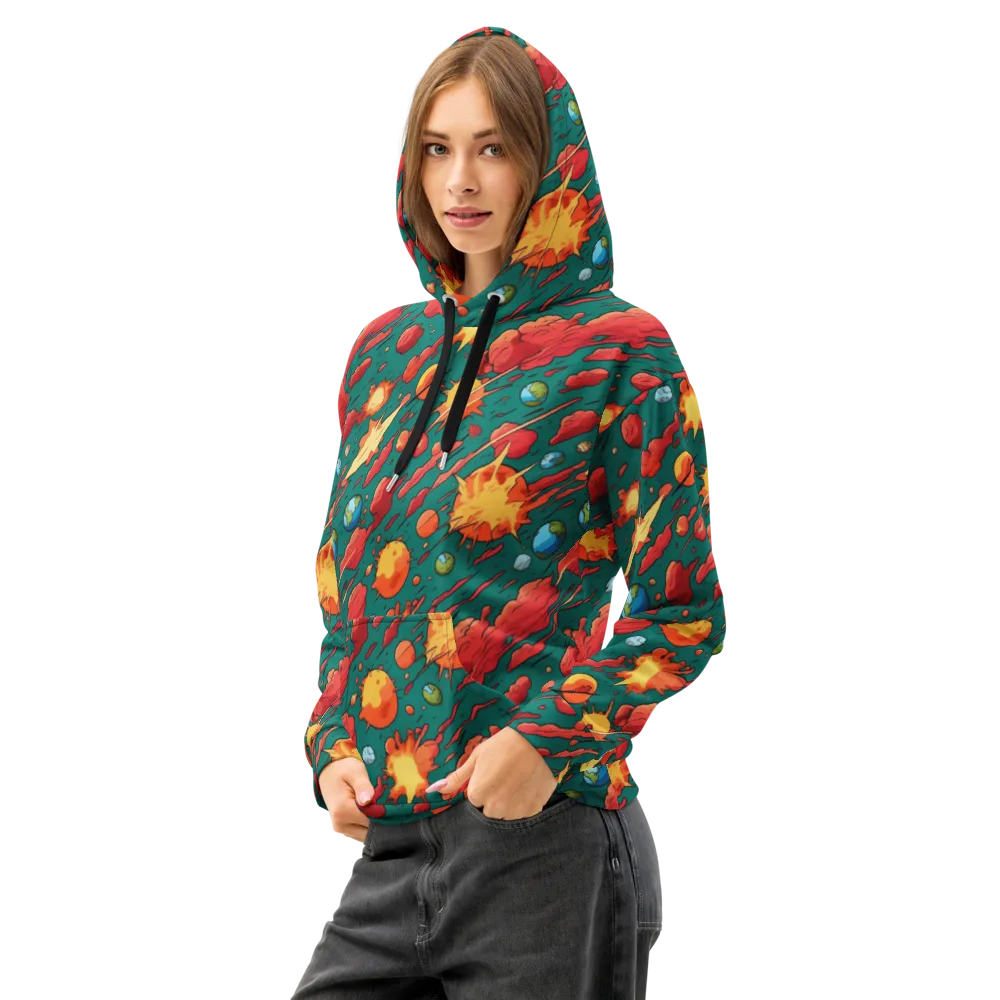 Astro Collision on Cotton Hoodie — Left Front