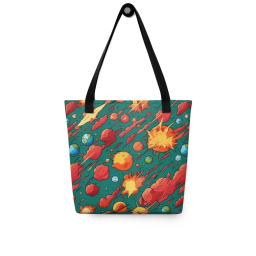 Astro Collision on a Tote Bag