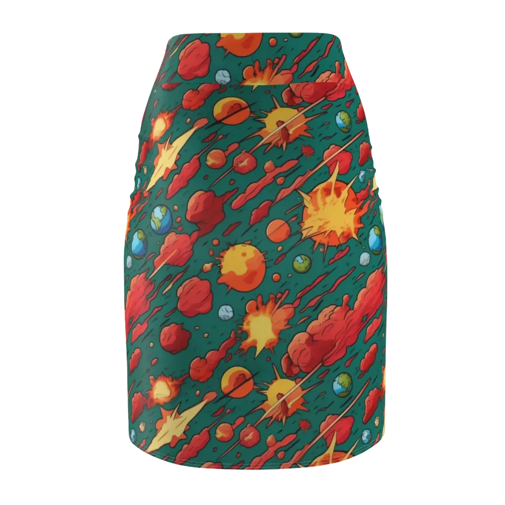 Astro Collision on Pencil Skirt — Back