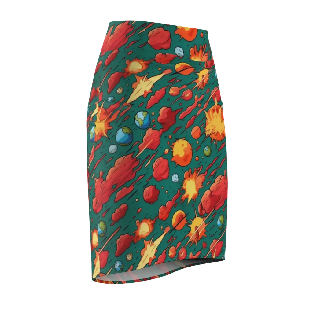 Astro Collision on Pencil Skirt — Front Side