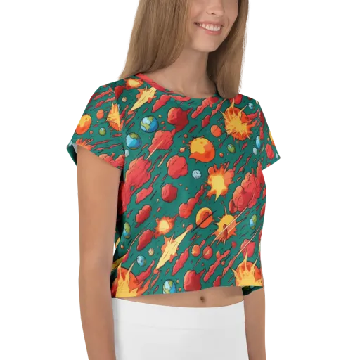 Astro Collision on a Crop Tee