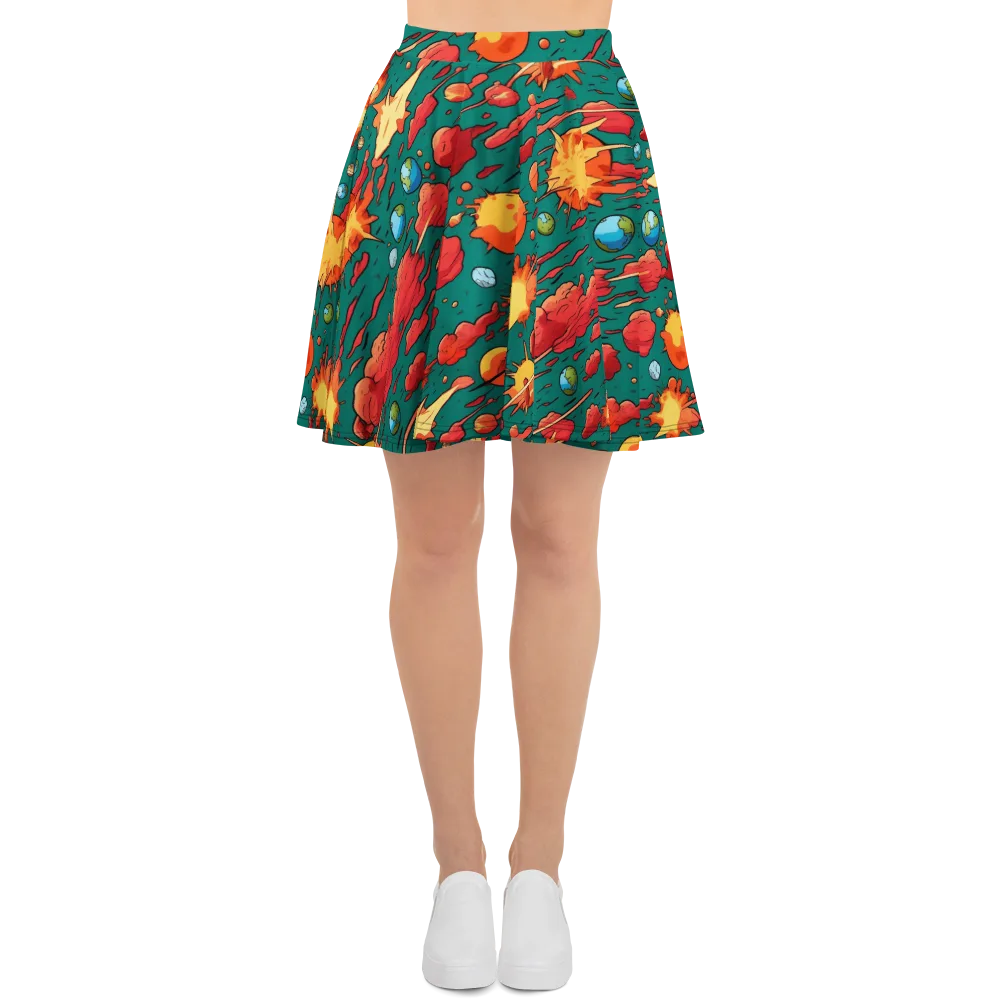 Astro Collision on Skater Skirt — Front