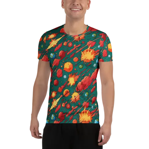 Astro Collision on a Men's Athletic T-Shirt