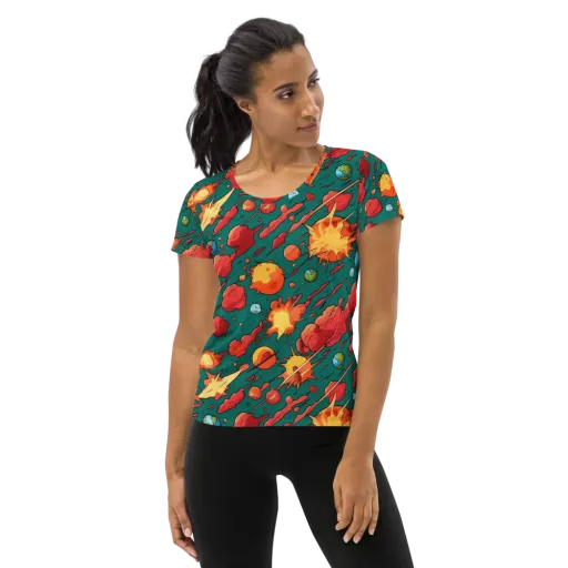 Astro Collision on a Women's Athletic T-Shirt