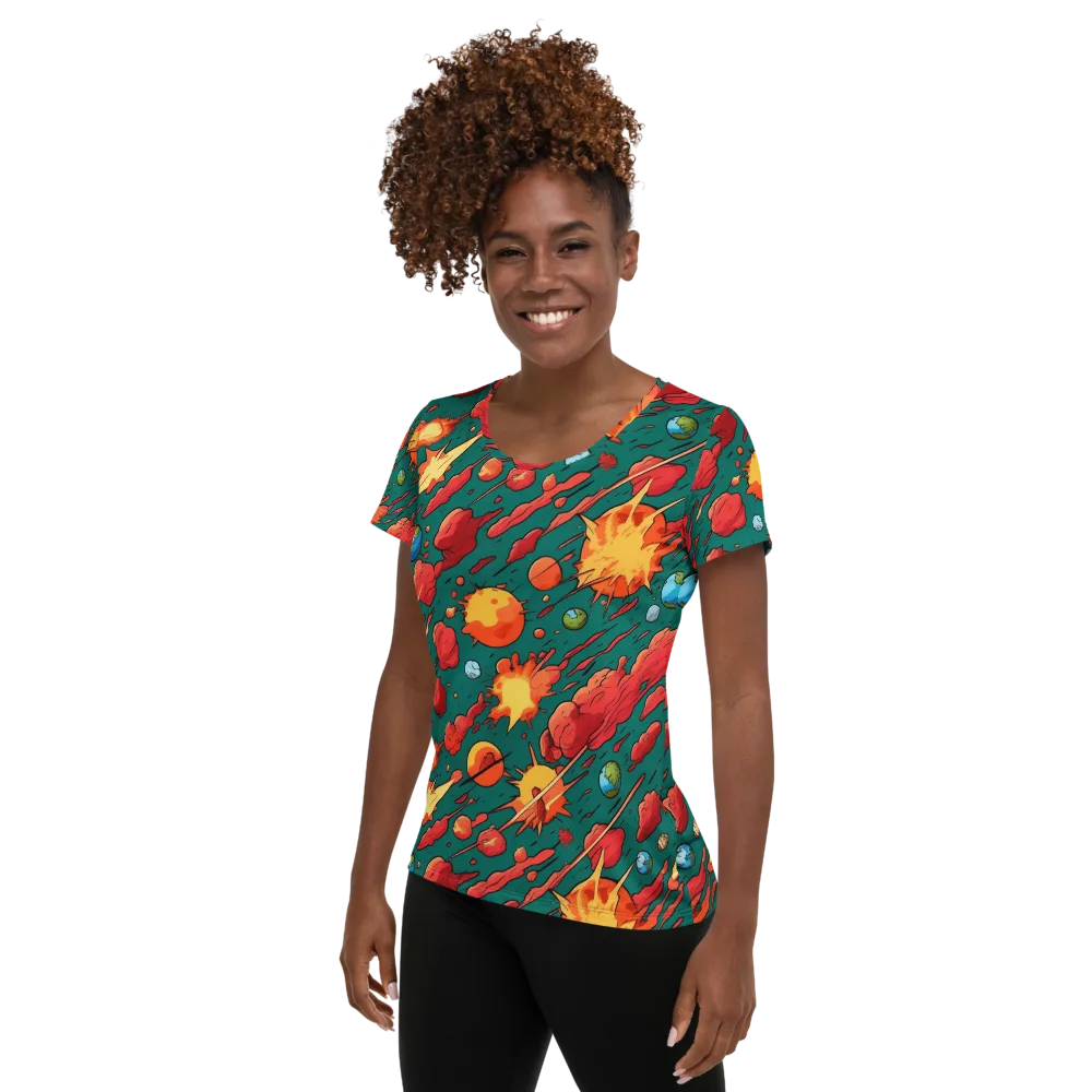 Astro Collision on Women's Athletic T-Shirt — Left